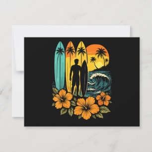 Carte De Remerciements Plage Rétro Surf Coucher de Soleil Tropical