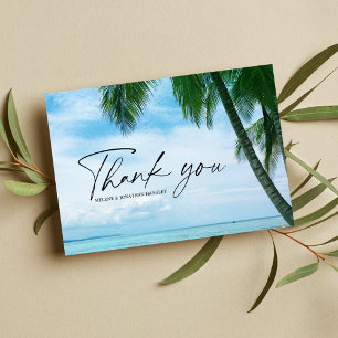 Carte De Remerciements Plage tropicale Palm Tree Océan Destination Mariag