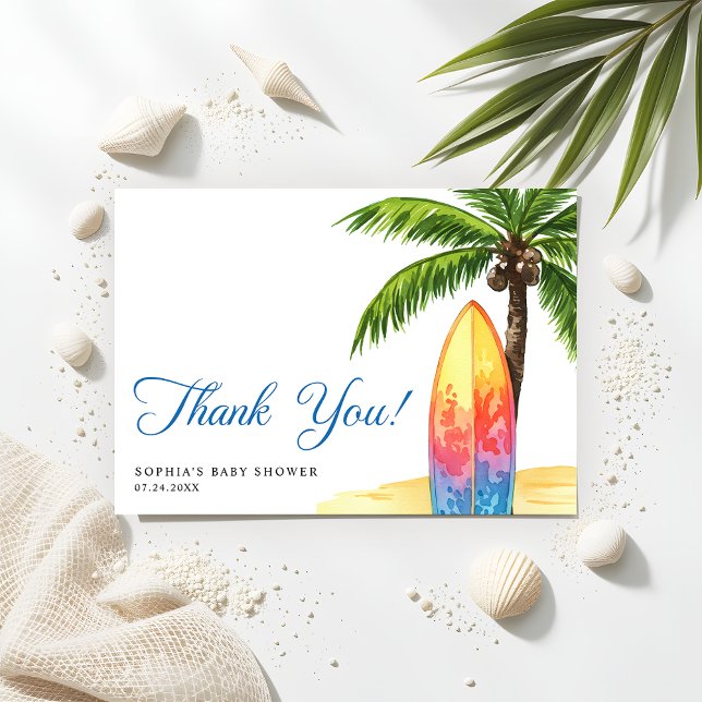 Carte De Remerciements Planche à voile Baby shower de plage d'été (Créateur téléchargé)