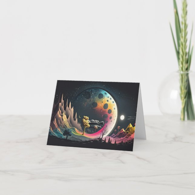 Carte De Remerciements Planète Alien colorée (Devant)