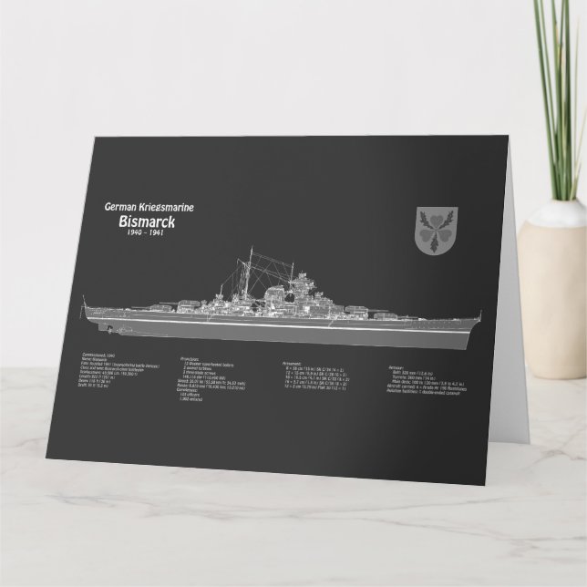Carte De Remerciements Plans de plans de cuirassé Bismarck PD (Devant)