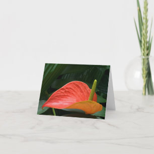 Carte De Remerciements Plante de l'anthurium rouge contre le feuillage