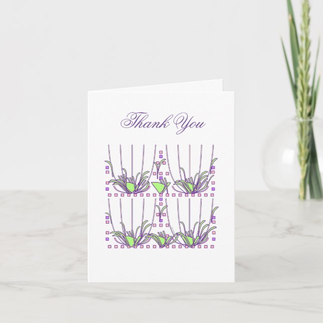 Carte De Remerciements PLANTE VERT violet (Devant)