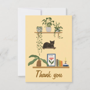 Carte De Remerciements Plantes, Chats Et Livres - Boisson Chat esthétique