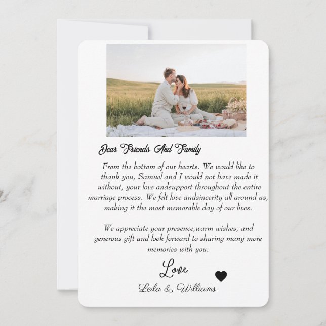 Carte de remerciements plat (Dos)