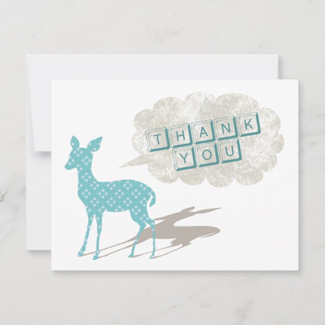 Carte de remerciements plat bleu de Bambi (Devant)