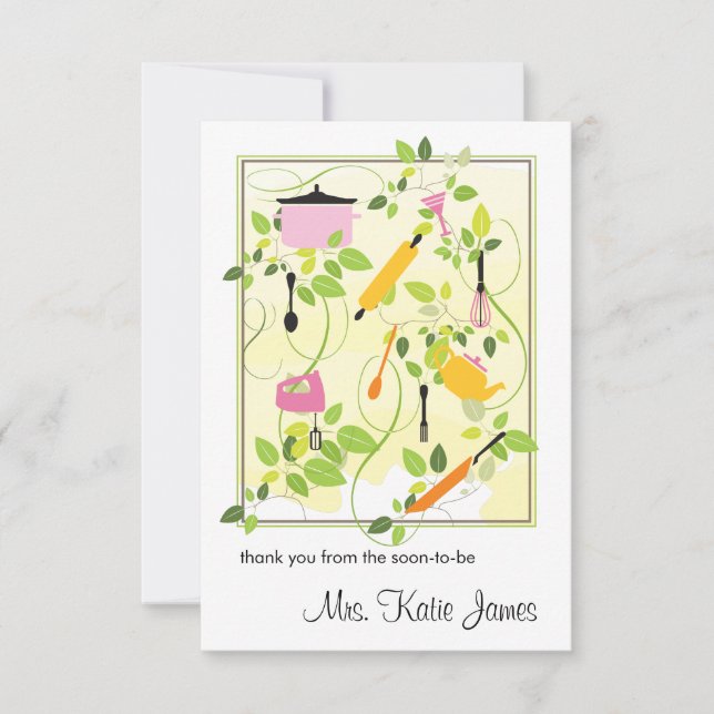 Carte de remerciements plat de Fête de la mariée (Devant)