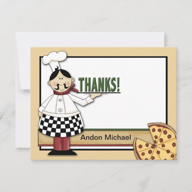 Carte de remerciements plat de partie de pizza (Devant)