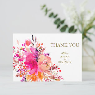 Carte De Remerciements Plat élégant et stylé rose personnalisé pour maria