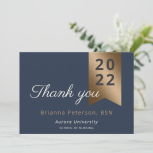Carte de remerciements plat Faux Foil de la Marine