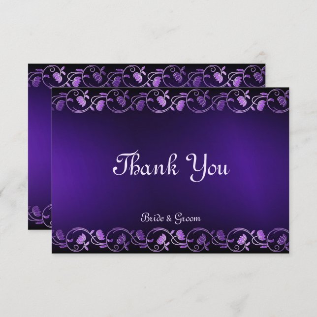 Carte de remerciements Plat Floral Violet (Devant / Derrière)