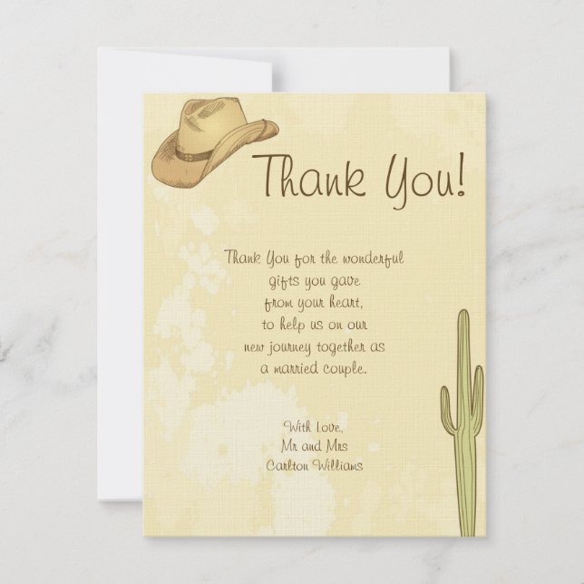 Carte de remerciements plat Mariage Cowboy (Devant)