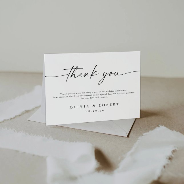 Carte de remerciements plat Mariage minimaliste (Créateur téléchargé)