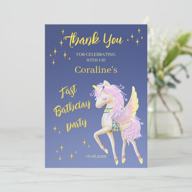 Carte de remerciements plat pour votre premier ann (Debout devant)