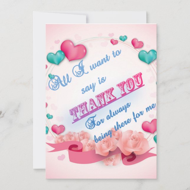 Carte de remerciements plat rose (Devant)