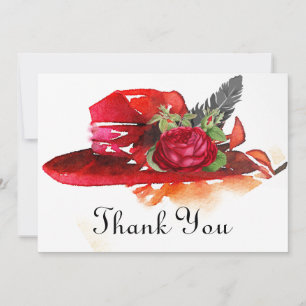 Carte de remerciements plat vintage Red Rose