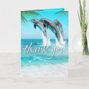 Carte De Remerciements PLAYFUL DOLPHINS TROPICAL OCEAN Thank You