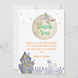 Carte De Remerciements Pleine lune Sorcière Éffrayant Baby shower