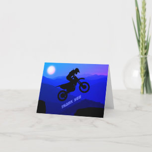 Carte De Remerciements Pleine lune Vélo Dirt Voyage de nuit Motocross