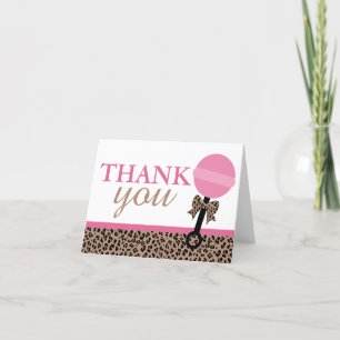 Carte De Remerciements Pliage Leopard et Baby shower rose