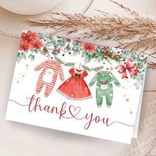 Carte de remerciements plié Baby shower père Noël