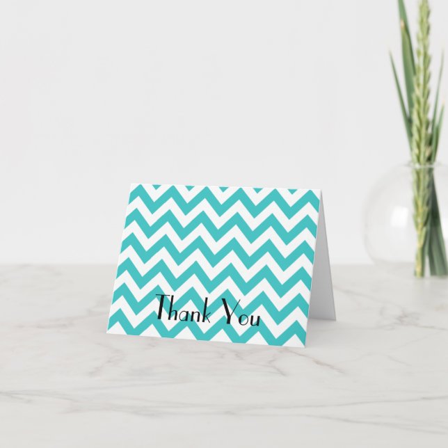 Carte de remerciements plié Chevron turquoise (Devant)