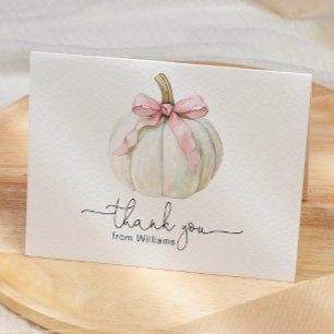 Carte de remerciements plié citrouille & Bow rose