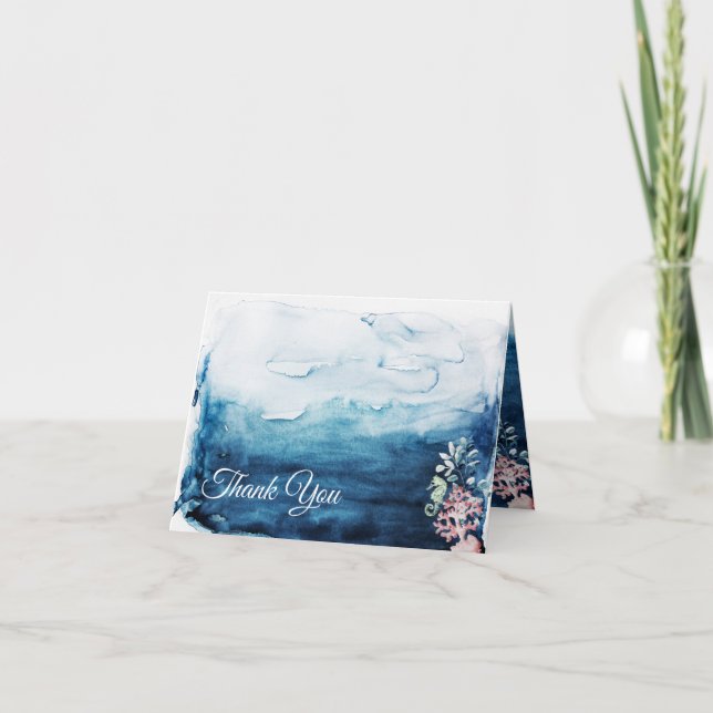 Carte de remerciements plié de Mariage de l'océan  (Devant)