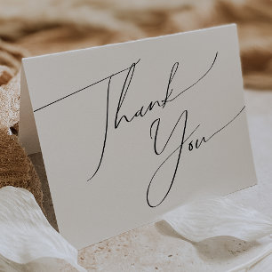 Carte de remerciements plié de script minimaliste 