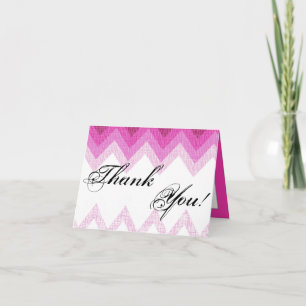 Carte de remerciements plié Ombre rose Chevron