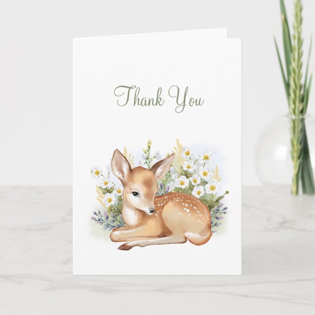 Carte de remerciements plié pour baby shower. (Devant)