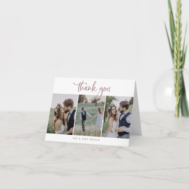 Carte de remerciements plié Rustique Rose 3 Modèle (Devant)