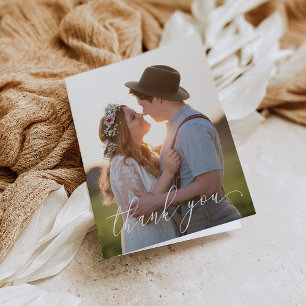 Carte de remerciements plié - Script blanc