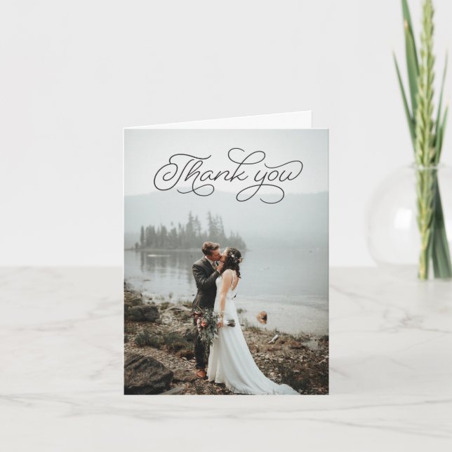 Carte de remerciements plié - Script noir (Devant)