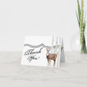 Carte de remerciements plié XMASDeer Doe Woodland 