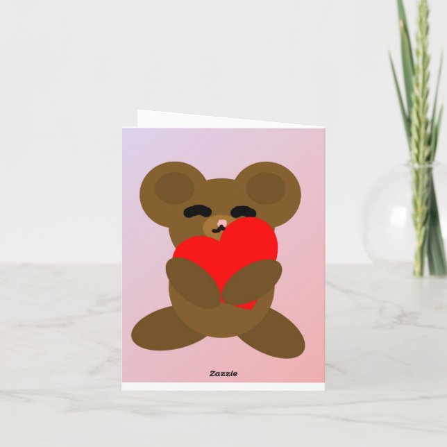 Carte de remerciements pliée avec un mignon ours e (Dos)