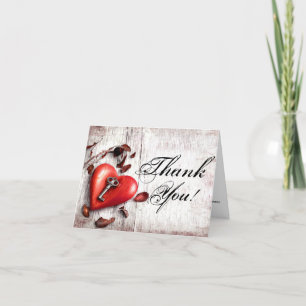 Carte de remerciements pliée Bois de pays clé à mo