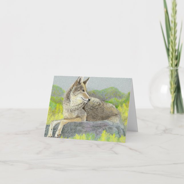 Carte de remerciements pliée de coyote (Devant)