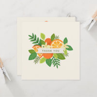 Carte de remerciements pliée en fleurs orange