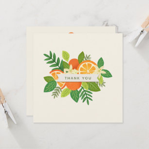 Carte de remerciements pliée en fleurs orange