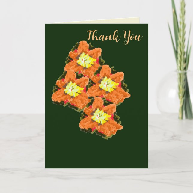 Carte de remerciements pliée Orange & Fleur Jaune (Devant)