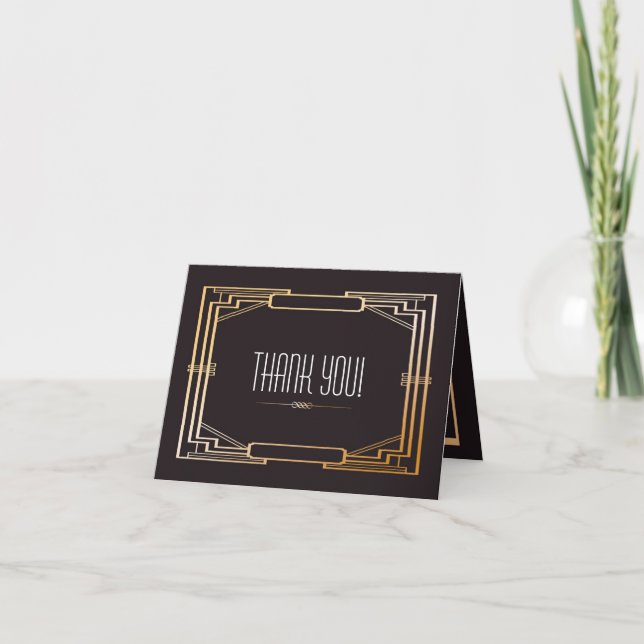 Carte de remerciements pliée thème Gatsby (Devant)