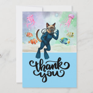 Carte De Remerciements Plongeur Sous-Marin Chat Siamois