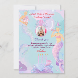 Carte De Remerciements Plongez dans une fête d'anniversaire de sirène !