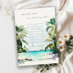 Carte De Remerciements Pluie de mariage tropicale à l'aquarelle avec des 