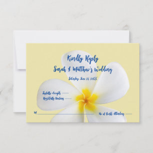 Carte De Remerciements Plumeria blanche sur Jaune, Tropical, Floral, RSVP