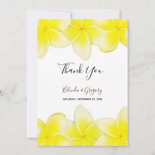 Carte De Remerciements Plumeria jaune Frangipani Mariage