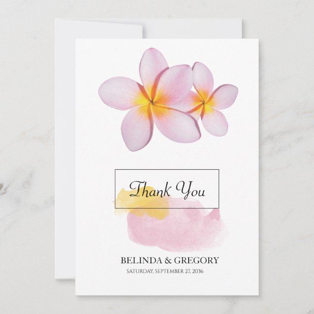 Carte De Remerciements Plumeria tropicale Frangipani Mariage (Devant)