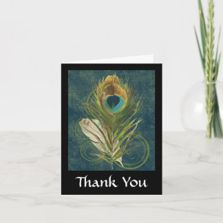 Carte De Remerciements Plumes de paq Turquoise vintage