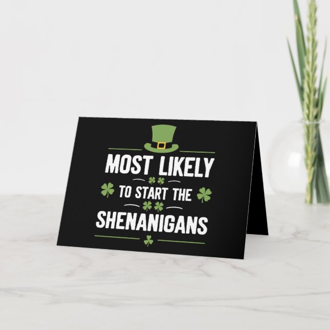Carte De Remerciements Plus susceptible de déclencher les Shenanigans St  (Devant)